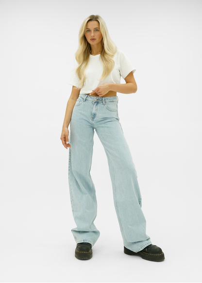 Mid waist super wide leg jeans light blue (tall)