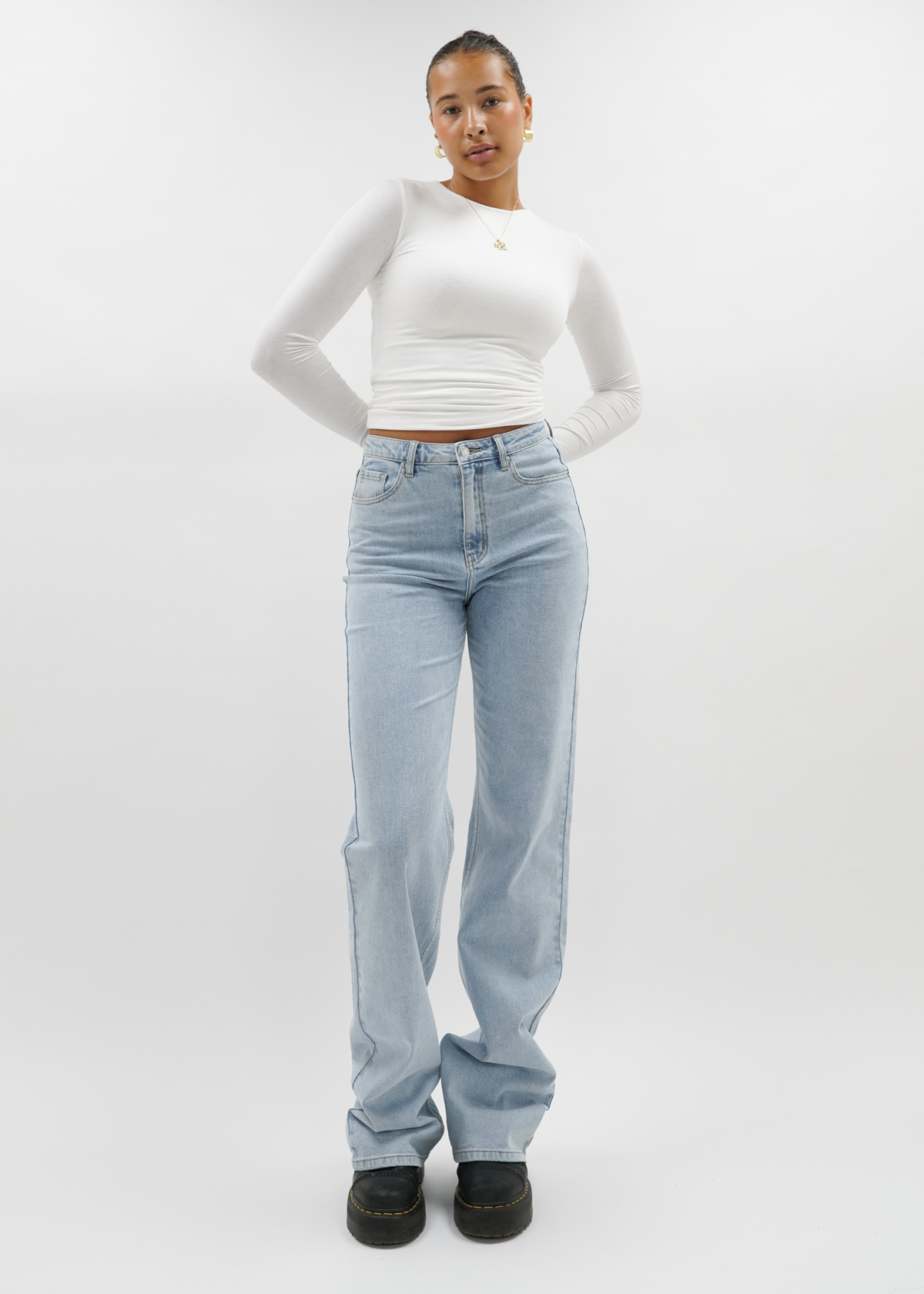 High waist wide leg jeans light blue (tall)