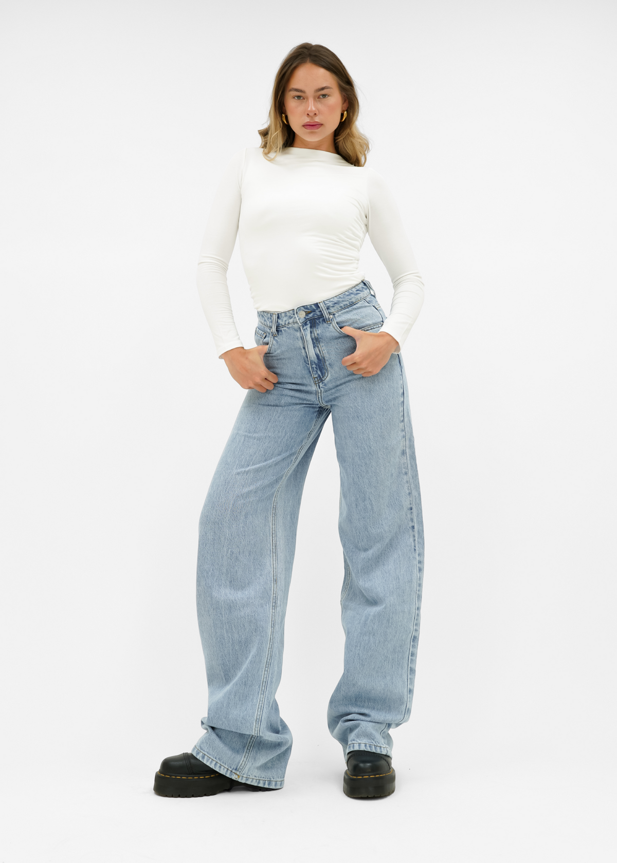 High waist super wide leg jeans classic blue (tall)