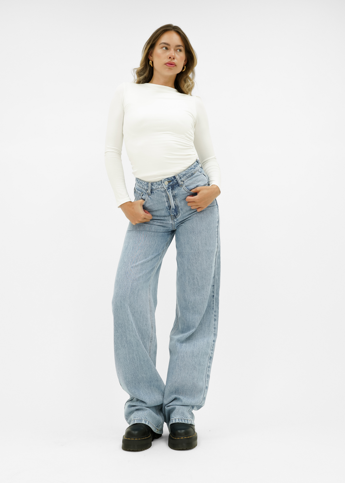 High waist super wide leg jeans classic blue (tall)
