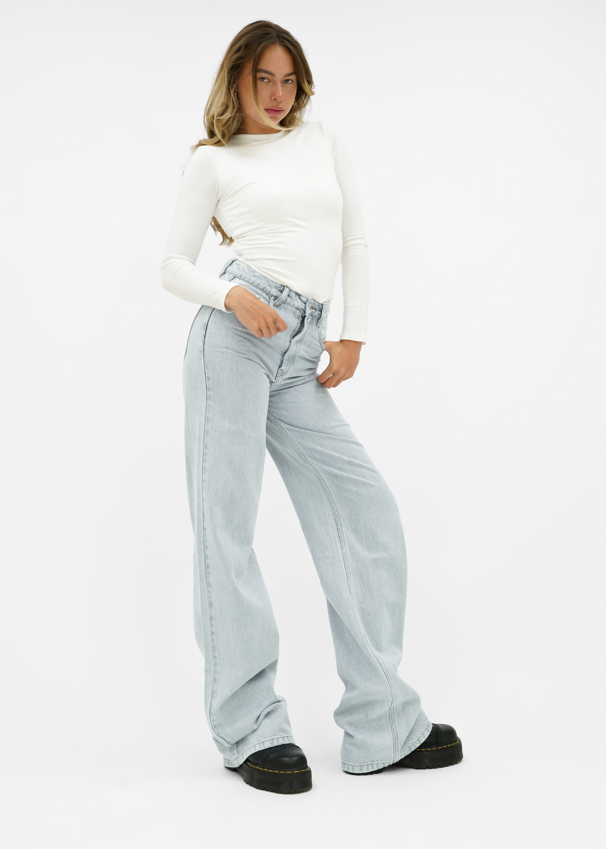 High waist super wide leg jeans light blue (tall)